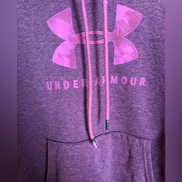 Under Armour medium sweatshirt hoodie top purple magenta long sleeve athletic - Picture 4 of 5